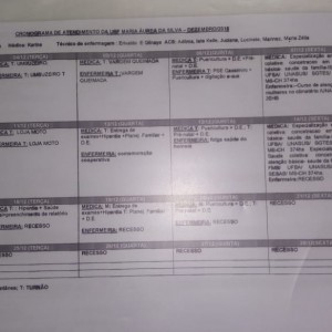 Cronograma de atendimento da Unidade Básica de Saúde Maria Áurea - Dezembro